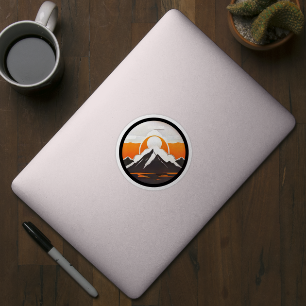 Minimalist Mountain and Sun Logo (997) by WASjourney